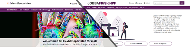 Skärmklipp från Elevhälsoportalen och jobbafrisknpf